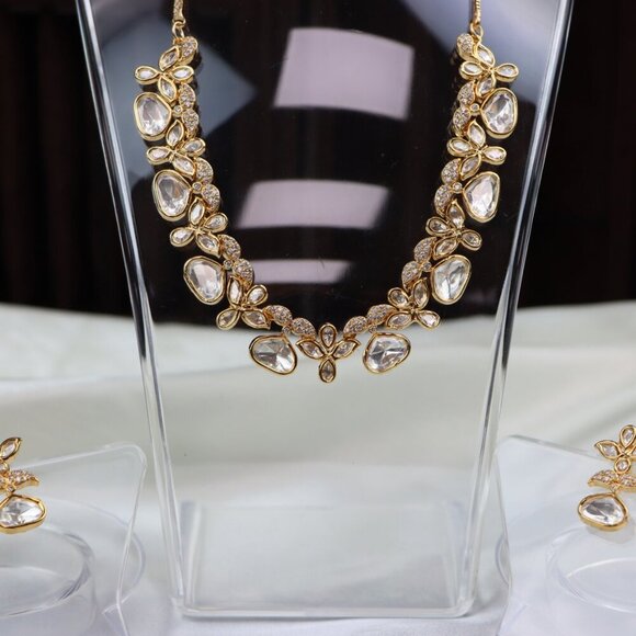 Graceful Brass Kundan Necklace & Earrings Set, JP43 - Picture 11 of 12